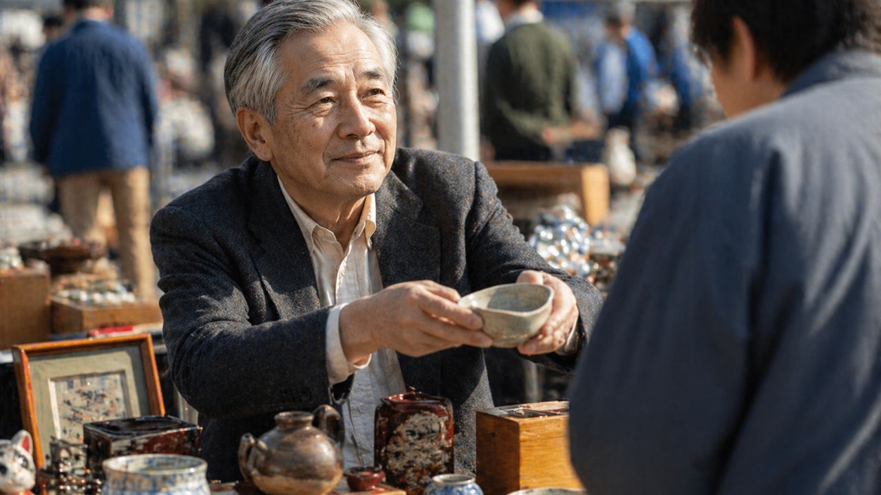 名古屋アンティークマーケットで販売している様子